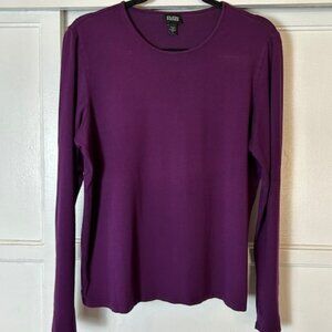 Eileen Fisher Fuchsia/Purple Long Sleeve Top Large Casual Elevated Basics